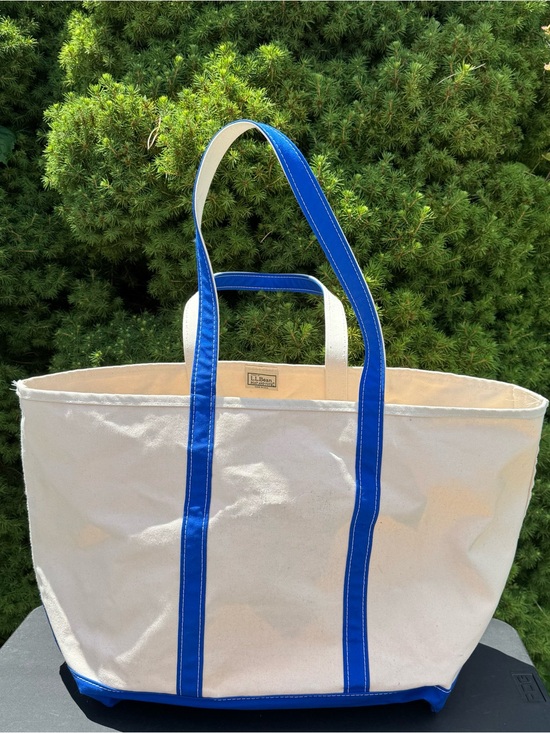 L.L. Bean Handbags - L.L.Bean Vintage Boat and Tote Canvas Tote - White with Royal Blue Trim XL